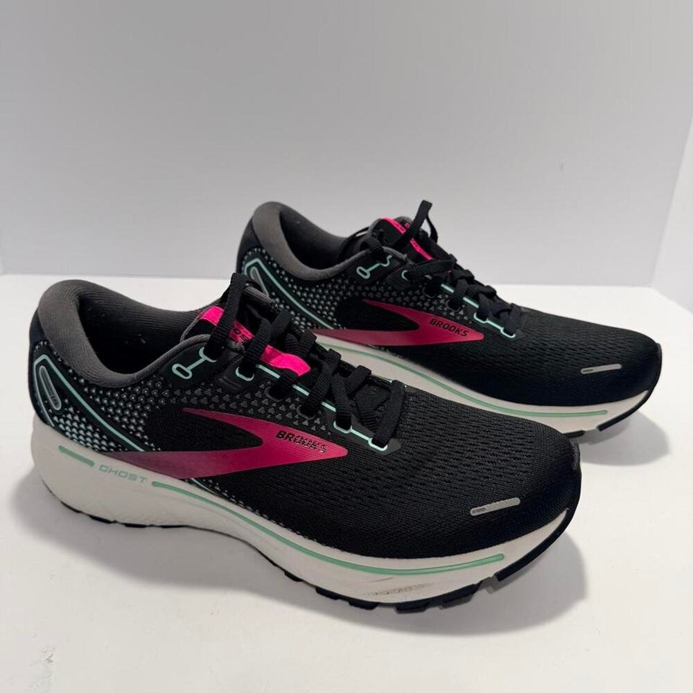 Brooks Ghost 14 Womens Size 10 B Medium Black Pink Yucca Running Shoes